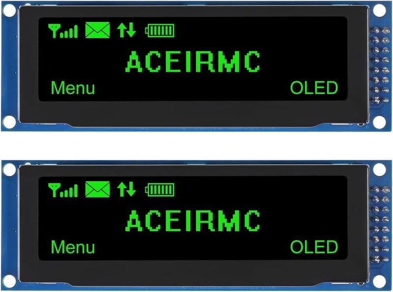 ACEIRMC 2pcs 3.12 inch OLED Display 256x64 OLED LCD Display SSD1322 Module 16pin Parallel SPI Soldering for Arduino (Green) - Image 1